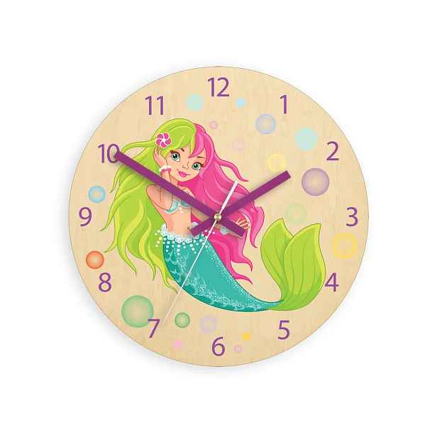 ModernClock Dětské nástěnné hodiny Ami Mořská panna 30 cm vícebarevné