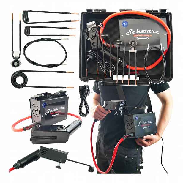 Ohřívač šroubů matic Schwarz Induktor 2000 2 kVA 230V Sada cívek