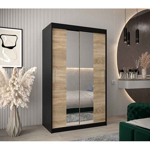 Šatní skříň Abi T1 Barva korpusu: Černá, Rozměry: 120 cm, Dveře: Dub sonoma