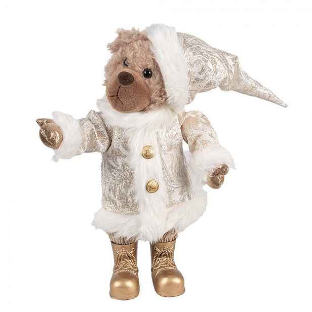 Vánoční dekorace stojící plyšový medvěd v oblečku Teddy Bear - 22*16*36 cm Clayre & Eef