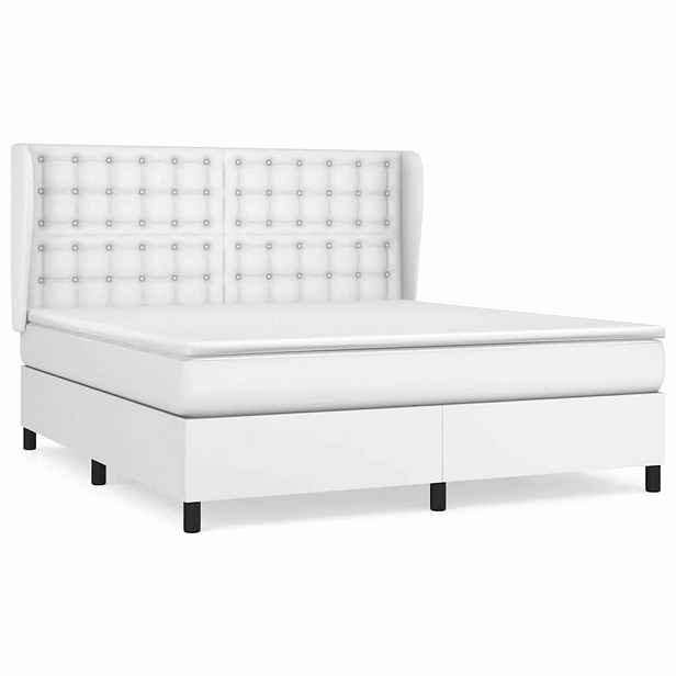 vidaXL Box spring postel s matrací bílá 160x200 cm umělá kůže