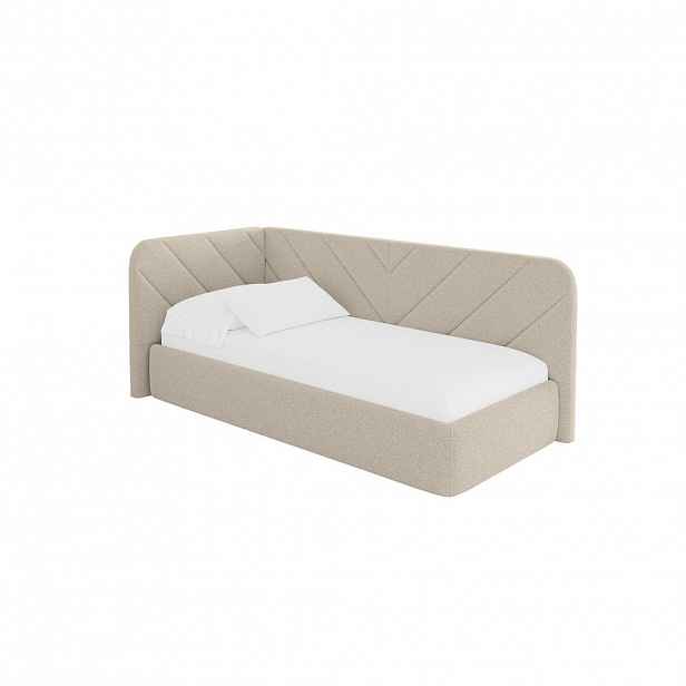 ALTDECOR JEDNOLŮŽKOVÁ POSTEL pro mládež s úložným prostorem, vpravo - FIKY 80x200 tmavě béžová