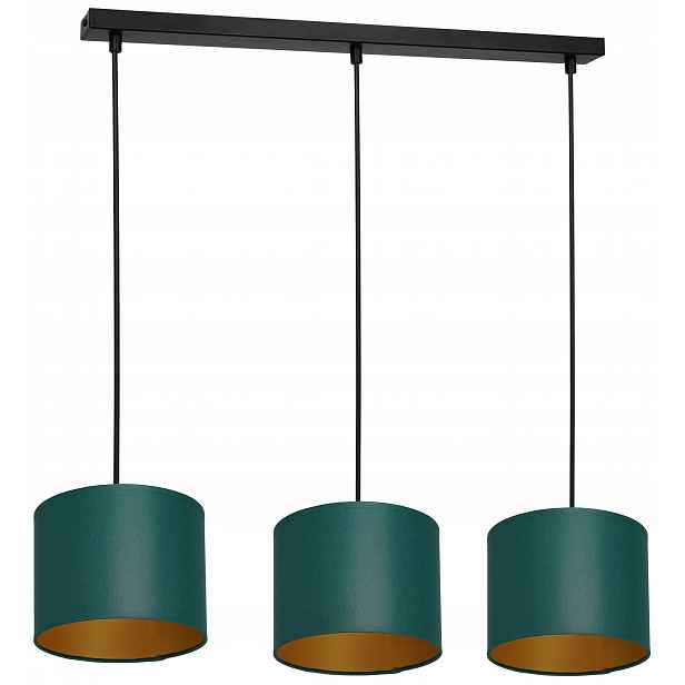 Moderní závěsná stropní lampa Arden Zeleno-zlatá Abažur 3xE27 nad stůl
