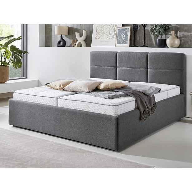 Postel Domango 140x200 cm, středně šedá látka