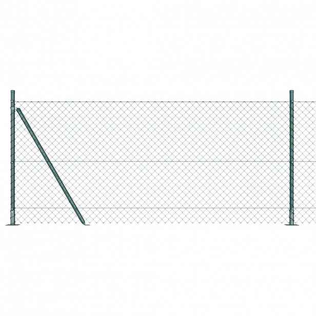 vidaXL Zábradlí s betonovým základem 1 x 25 m Ocel potažená PVC Zelená