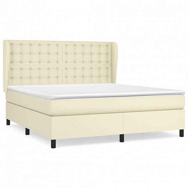 vidaXL Box spring postel s matrací krémová 160x200 cm umělá kůže