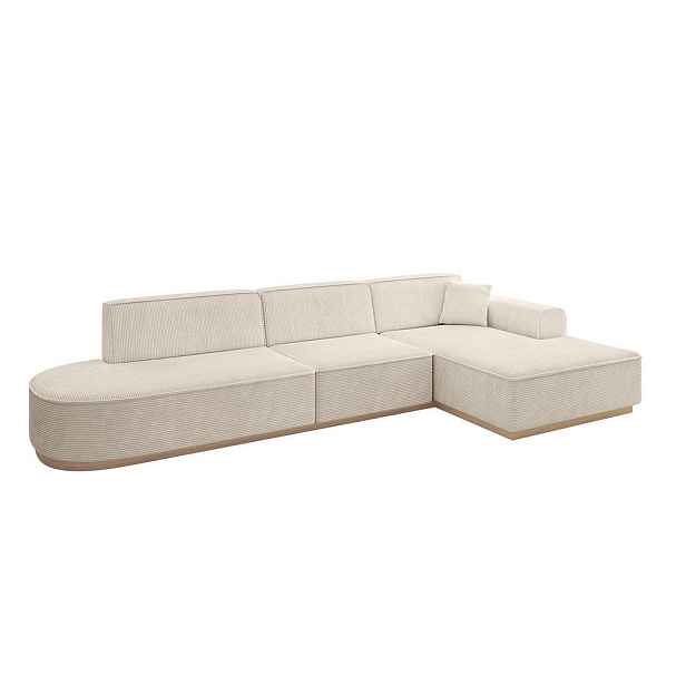 ALTDECOR ROHOVÁ SEDAČKA s otomanem, pravá IREA-L2 327x165x80 Béžová Manšestr