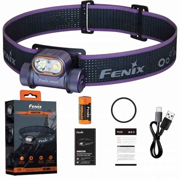 Čelovka Fenix HM55R tmavě fialová 1200 lm 175 m Led bílá červená
