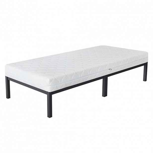 ML-DESIGN KOVOVÁ POSTEL 90x200 cm antracitová s matrací V:16 cm a roštem