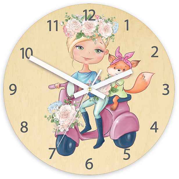 ModernClock Dětské nástěnné hodiny Ami Motorka 30 cm vícebarevné
