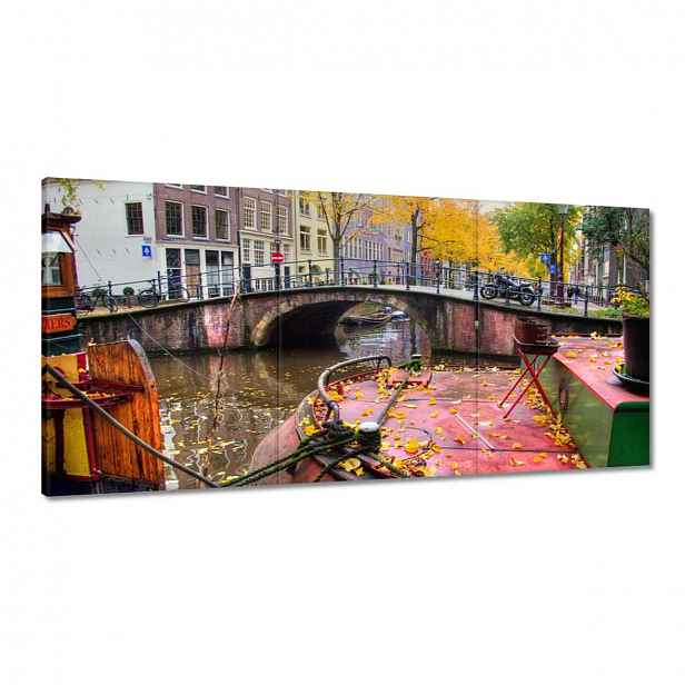 Obrazy 120x60 Růžový můstek Amsterdam