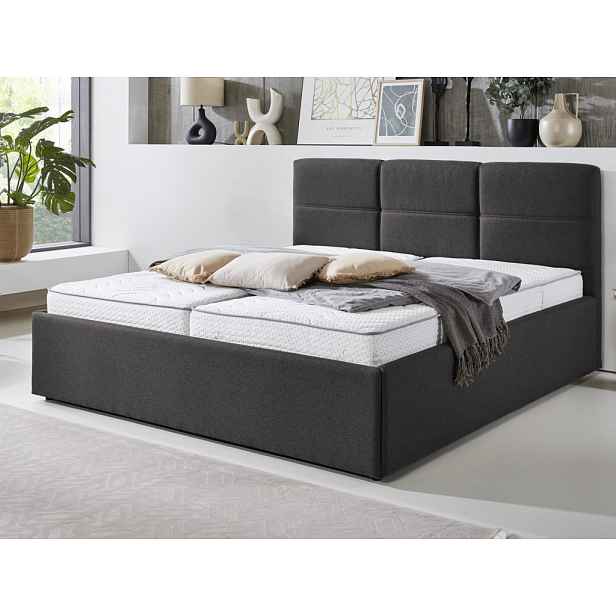 Postel Domango 140x200 cm, antracitově šedá látka