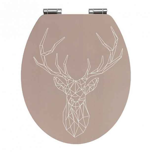 WC sedátko z bambusu a dřevovláknité desky Wenko Stag, 44 x 37,5 cm