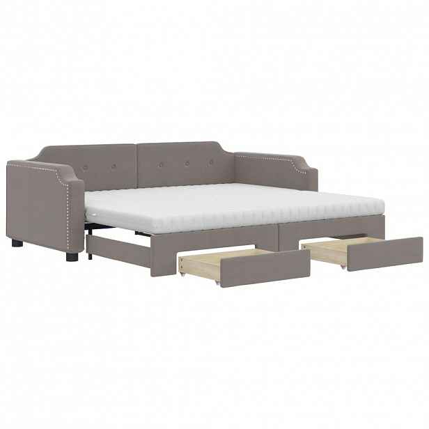 vidaXL Válenda s přistýlkou a zásuvkami taupe 80 x 200 cm textil