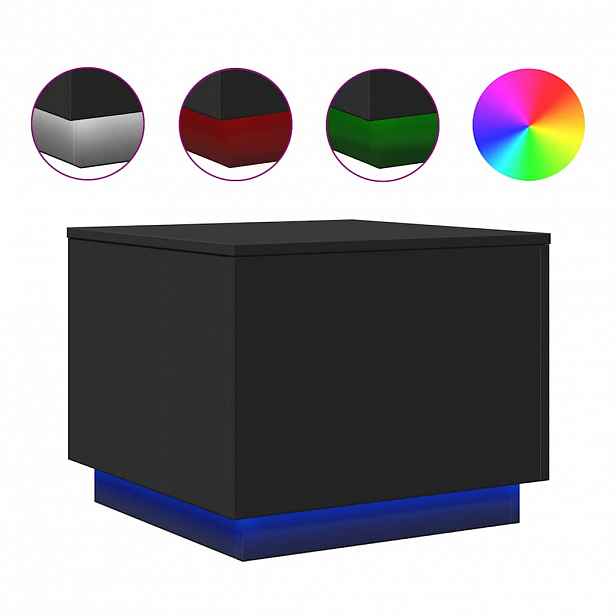 vidaXL Konferenční stolek s LED osvětlením černý 50 x 50 x 40 cm