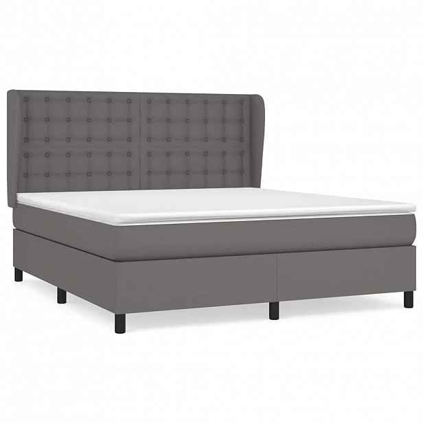 vidaXL Box spring postel s matrací šedá 160x200 cm umělá kůže