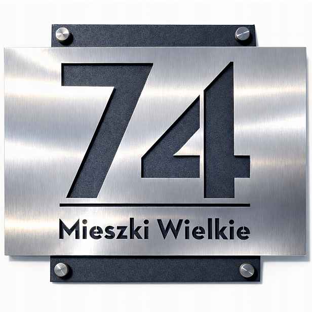 Adresní štítek Nerezová Ocel (laser) s číslem domu, Antracit 20x30