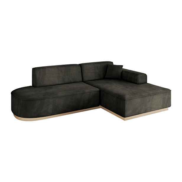 ALTDECOR ROHOVÁ SEDAČKA s otomanem, pravá IREA-L1 232x165x80 Černá Velur