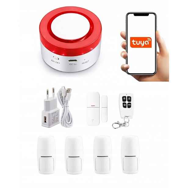 Bezdrátová Zabezpečovací Siréna WiFi Tuya Smart 4xPIR