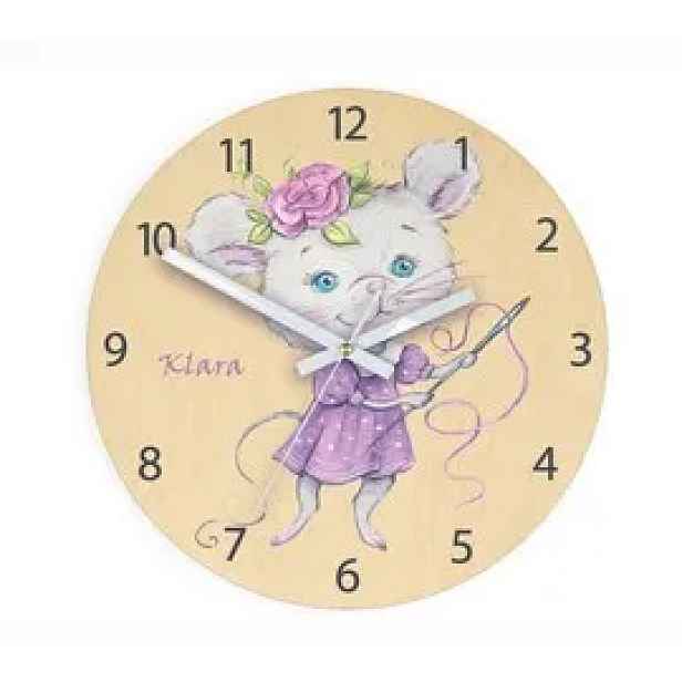 ModernClock Dětské nástěnné hodiny Ami Myška 30 cm vícebarevné