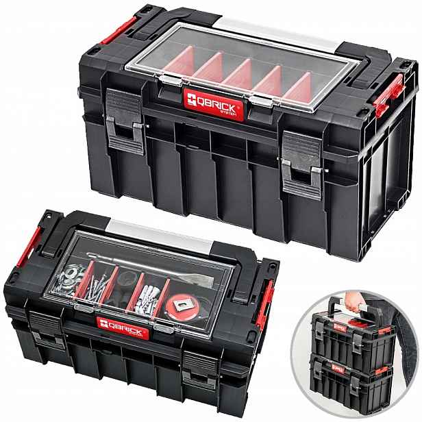 Qbrick Pro 500 box na nářadí s přihrádkami, hliníková rukojeť