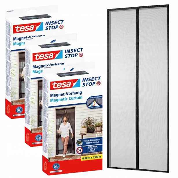 Tesa Moskytiéra s magnetickým samozavíracím systémem na balkonové dveře 0,9 x 2,1 m x 3
