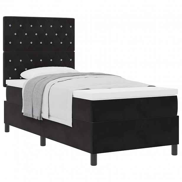 vidaXL Postel s boxspringem s matrací s čelo Černý 100 x 200 cm samet