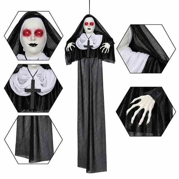 Závěsná Dekorace Strašidelná Jeptiška 120 CM Halloween