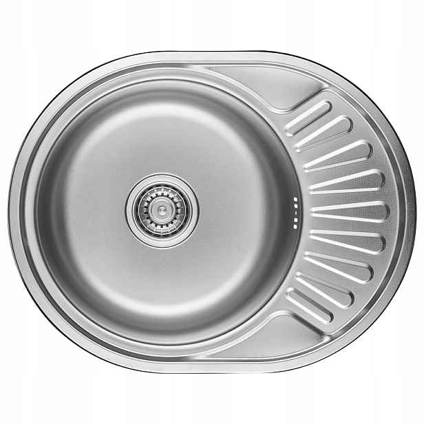 1-KOMOROVÝ Zapuštěný Dřez S Poloodkapávačem Kulatý Inox