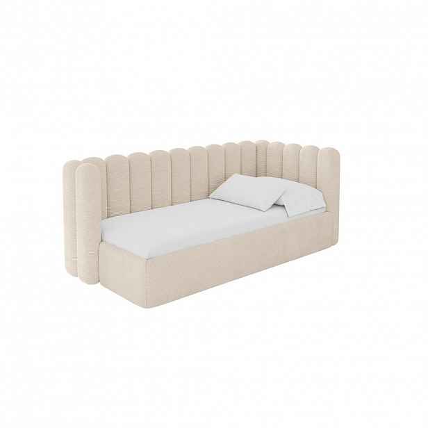 ALTDECOR JEDNOLŮŽKOVÁ POSTEL pro mládež s úložným prostorem a matrací H3/H4, vlevo - HUGY 100x200 béžová
