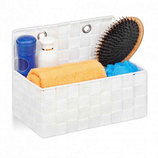 Relaxdays KOŠÍK Bílý závěsný plast 20x25x16,5 cm
