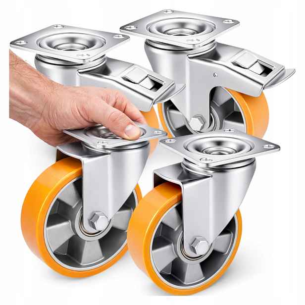 Sada transportních koleček 125 mm Polyuretan 2x Brzda 2x Otočné