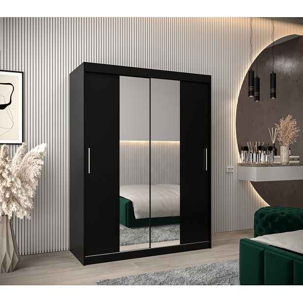 Šatní skříň Abi T1 Barva korpusu: Černá, Rozměry: 150 cm, Dveře: Černá