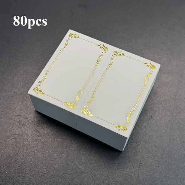 TEMU Elegantní platinové jmenovky 40/80 listů - Skládací stolní cedulky se zlatými fóliovými okraji, pruhovanými vzory a květinovými dekoracemi,