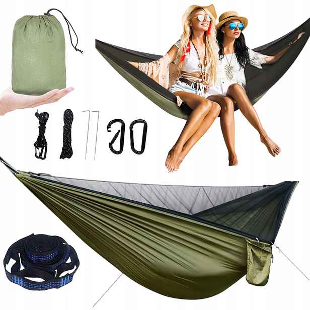 Zahradní Dvoumístná Turistická Houpací Síť S Moskytiérou A Bivakem Pro Přežití 280*135 CM