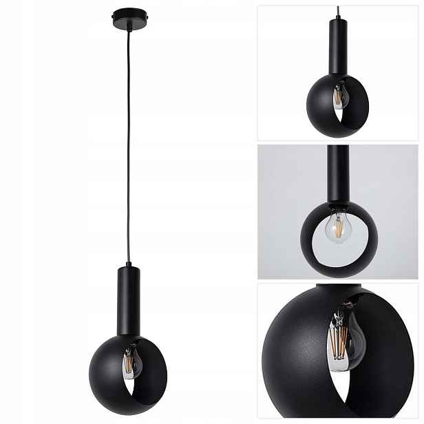 Závěsná lampa Vitrum černá nastavitelná v obývacím pokoji s plným světlem Sigma Lighting
