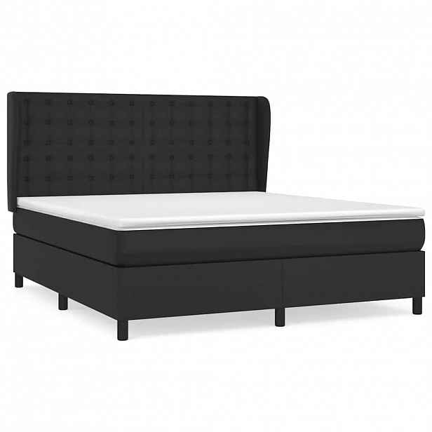 vidaXL Box spring postel s matrací černá 180x200 cm umělá kůže