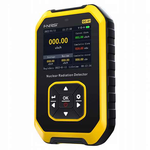 Fnirsi GC-01 Žlutý detektor záření Geiger Beta Gamma X 1100mAh