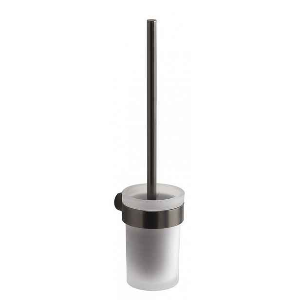 Gedy - PIRENEI WC štětka závěsná, mléčné sklo, gun metal PI330381