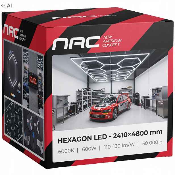 Panel Led Lampa S Rámečkem Hexagon Stropní Osvětlení Garáž Dílna 241x480