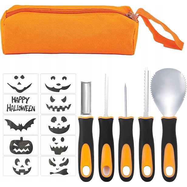 Sada na vyřezávání dýní na Halloween, 5 kusů, odolná, profesionální