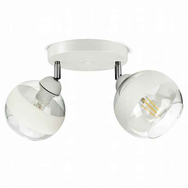 Závěsná stropní lampa Lustr Bílá Skleněné Koule Bílý Belt EG2 Led E27