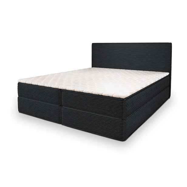 MASSENO AMERICKÁ POSTEL PELLIO, 200x200 cm s matrací a úložným prostorem, H2+H3, černá