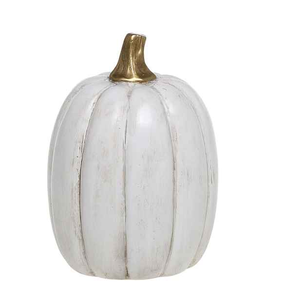 Bílá antik dekorace dýně Pumpkin gold - Ø 8*13 cm  Chic Antique
