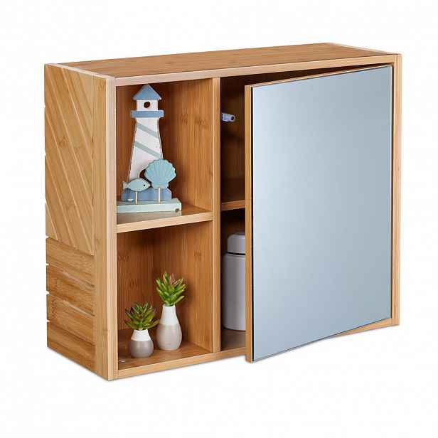 Relaxdays ZRCADLOSKŘÍŇKA Přírodní bambus 45 cm