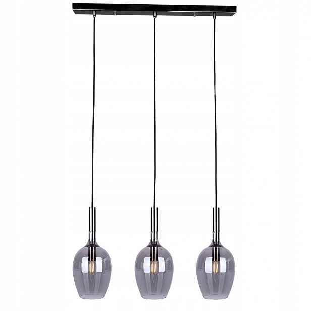 Závěsná lampa Lugano Černá Skleněná 60x15x100 cm 3xE14 40W Obývací pokoj