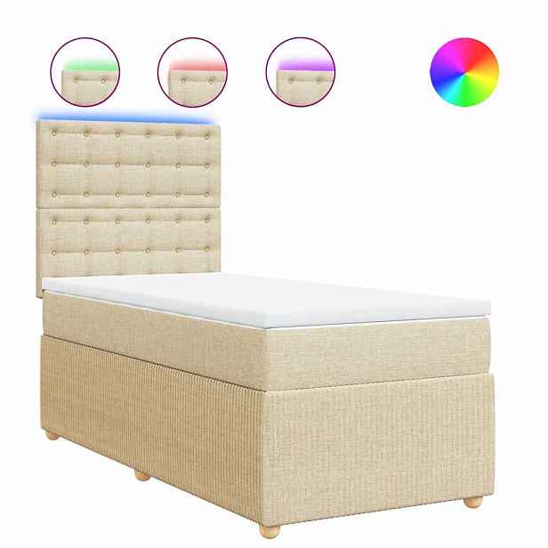 vidaXL Box spring postel s matrací krémová 90x190 cm textil