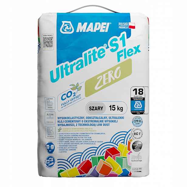 Lepidlo na dlaždice Mapei Ultralite S1 Flex Zero šedé 15 kg