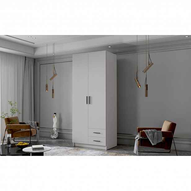 Šatní skříň ADA I 80 cm - bílá/černé úchytky