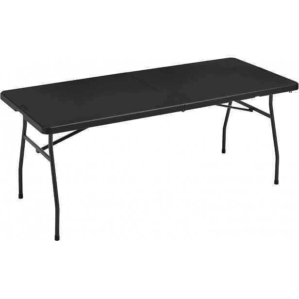 Skládací turistický kempingový zahradní stůl s kufrem 182x76x73 cm, černý